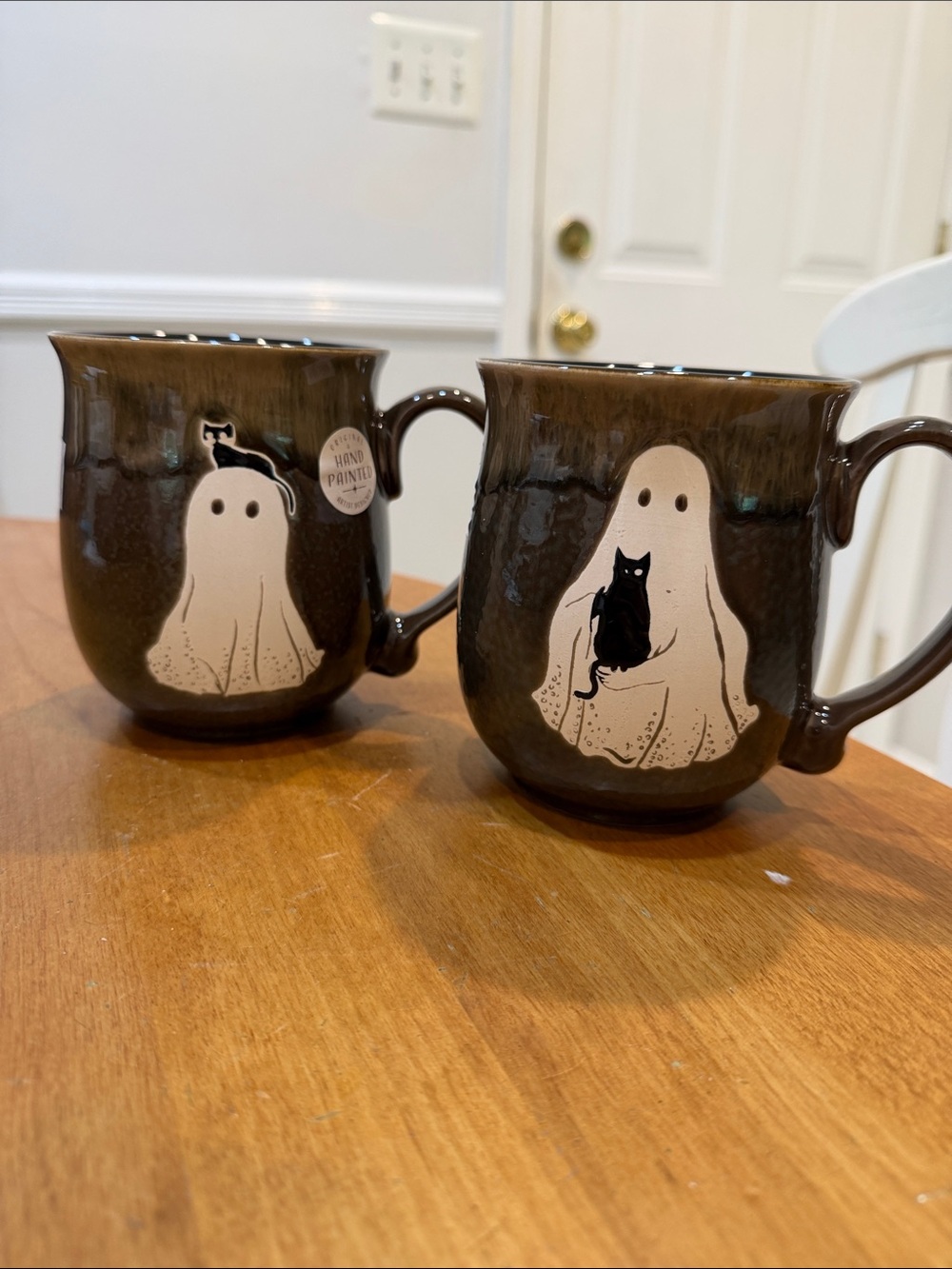 NWT.  Set of 2, Eli & Ana, 24oz., hand-painted, ceramic mugs.